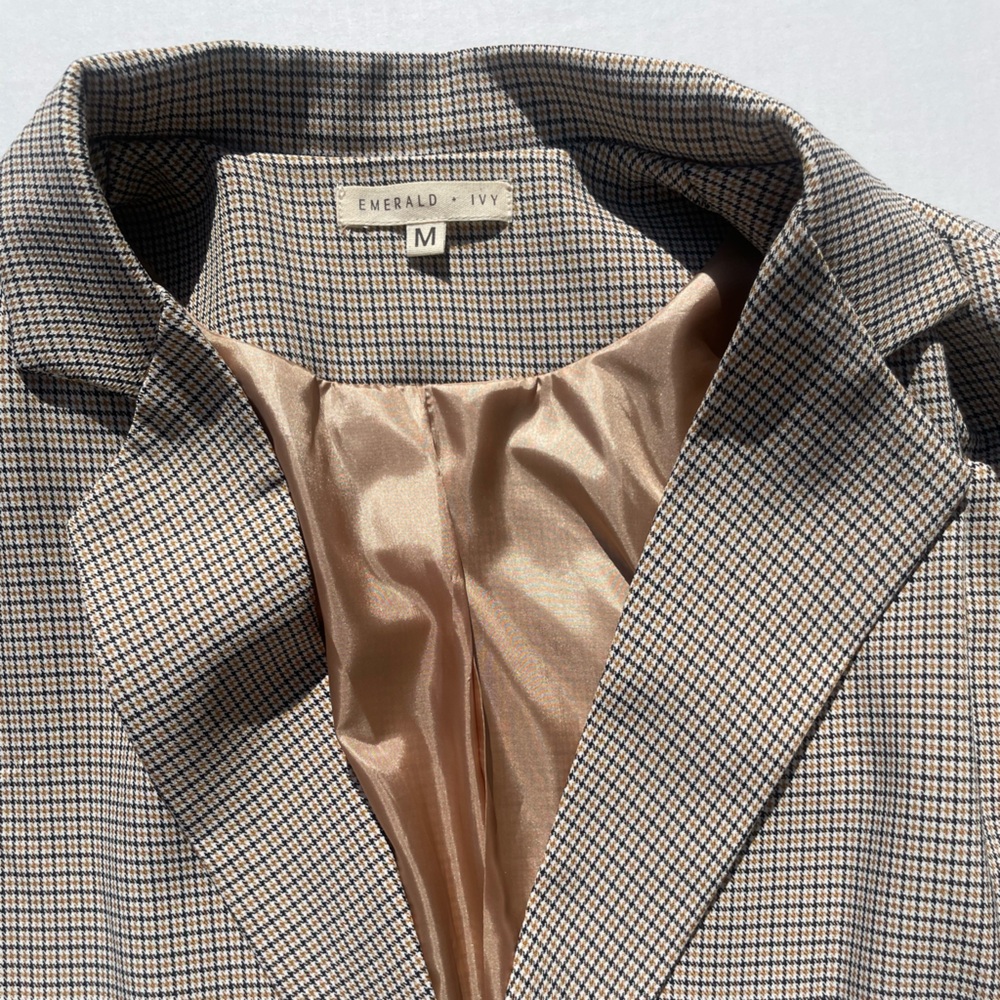 Black & Tan Micro-check Oversized Blazer | Medium (Fits Large) - Picture 8 of 8
